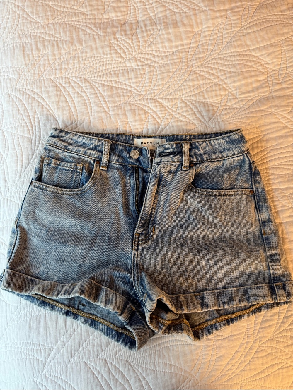 PacSun Light Wash Rolled Hem Denim Shorts